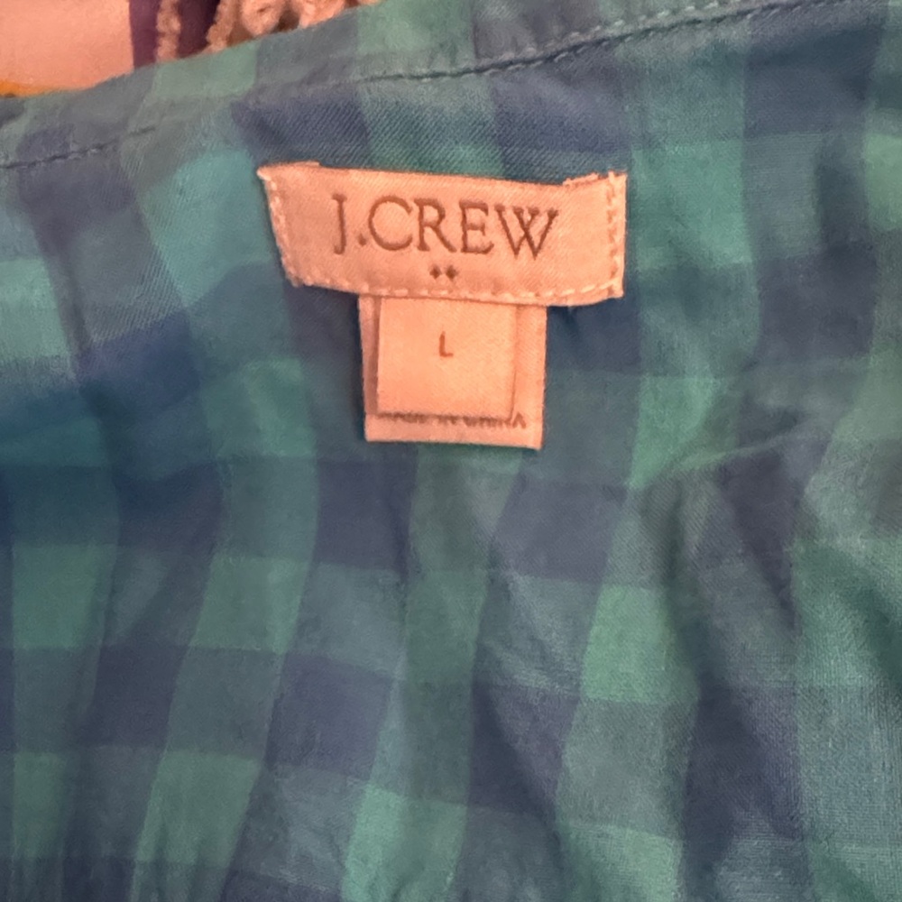 J. Crew Teal and Blue Plaid Shirt